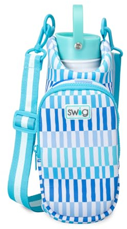 Swig Life Water Bottle Sling Bag, Water Bottle Holder with Adjustable Strap, Bottles Carrier Bag with Zippered Phone Pocket, Holds 36oz Bottles, Bottle Accessories (Glacier Stripe)