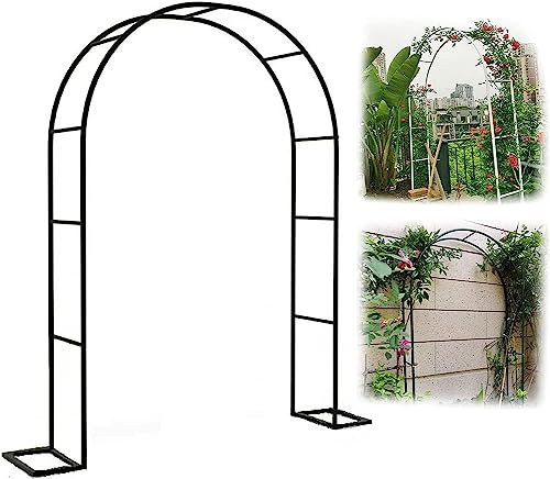 Metall Garden Arbor Arch Steel Frame Weather Resistant for Climbing Plants, Free Standing Trellis Pergola with 1.8M Width Black Garden Arch 2.2M Height