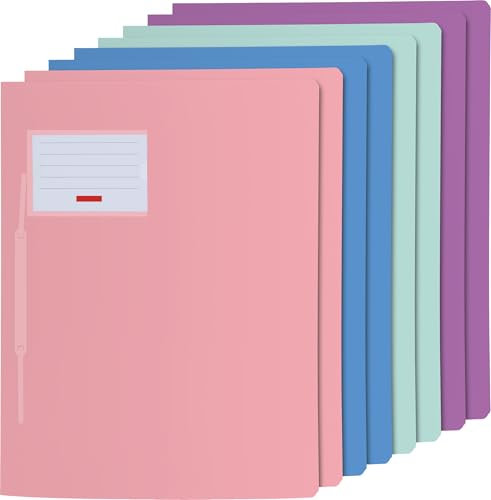 Schnellhefter für A4, transluzente PP-Folie, Fact!PP mit Namensschild auf der Vorderseite und Einstecktasche innen (Brunnen mit Namensschild, Pastell sortiert, 8er Pack)