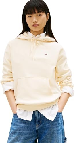 Tommy Jeans Damen Hoodie Flag Regular Fit, Gelb (Almost Yellow), S