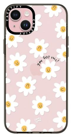 CASETiFY Compact Schutzhülle für iPhone 15 Plus [2 x Falltest in Militärqualität/1,2 m Fallschutz] - Daisies by Laura Jane Illustrations - Schwarz