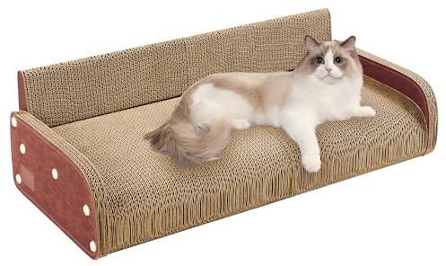 Rascador para Gatos XXL - Arranhador para Gato 62cm Diseño Sofá - Cartón Corrugado Reforzado - para Cama de Gato y Salón