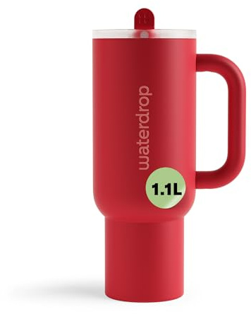 waterdrop® Borraccia Termica con Cannuccia 1.1 Litro - Freddo per 12 Ore -, Acciaio inox, Tazza Termica, Thermos Cup, Bicchiere Cannuccia, bottiglia acqua