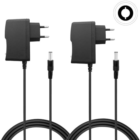 Adaptador de Corriente 12V 1A, 2PCS Adaptador de Alimentación Universal AC 100-240V 50/60Hz Longitud de Cable 2M, DC 5,5mmx2,1mm Cargador Compatible con Router TV Box, Cámara CCTV, Mini Ventilador
