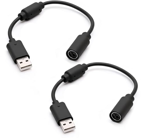 JAZOKA 2 Pcs USB Breakaway Cable for Xbox One Xbox 360 Xbox Series X/s PC Replacement Dongle Breakable Cord Lead Fits Thrustmaster Ferrari Racing Steering Wheel Logitech G920 Driving Force (Black)