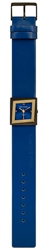 Rolf Cremer Eleganza Armbanduhr in Blau, Edelstahlgehäuse, Lederarmband 22mm, Quarzwerk, Saphirglas, 24mm x 24mm Quadratisch, Wasserdicht 3 Bar, Modell 509104