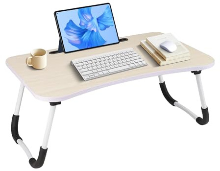 Bandeja para Cama, Plegable Desayuno Ergonómica 50x30x22cm Madera Claro | Bandeja para cama y mesa plegable ergonómica, Mesa Plegable de Desayun portátil, ordenador y libros para leer en la cama