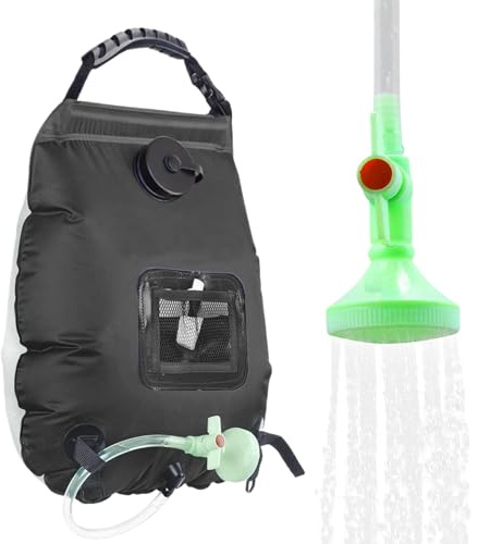 Camping Shower Bag 5 Gallon/20L Solar Removable Bath Pouch with Shower Head | Portable Camping Shower for Outdoor Beach Indoor Traveling Cabin Field Balcony Deck Courtyard Park