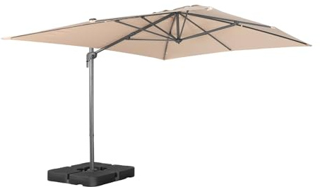 Sweeek - Sombrilla rectangular de 3 x 4 m, color beige + losas de lester 50 x 50 cm, antibes