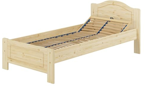 Erst-Holz Massivholzbett Einzelbett Holzbett 90x200 Kiefer unbehandelt mit Zubehör V-60.37N-09