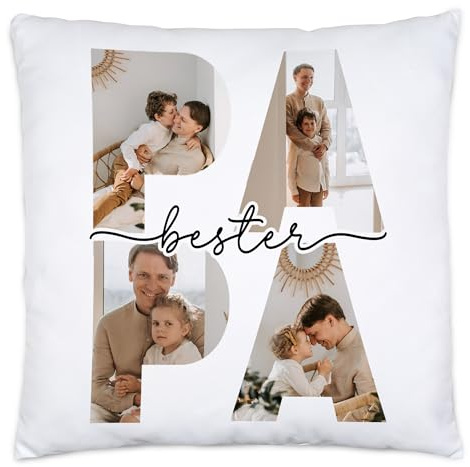 Personalisiertes Kissen für Papa - Foto Collage Bester Papa Individuelles Kissen Geburtstag Vater mit Wunschfotos