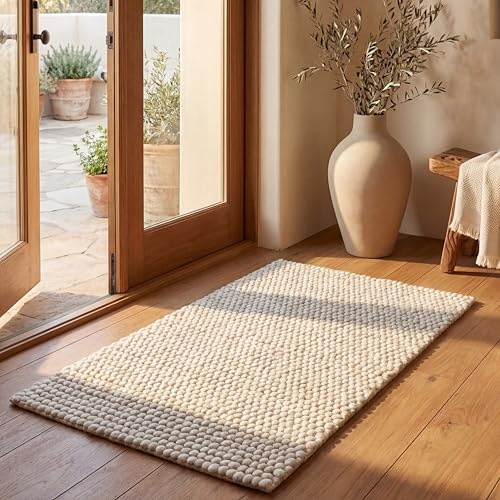 SAFAVIEH Naturfaser Teppich für Wohnzimmer, Esszimmer, Schlafzimmer - Natural Fiber Collection, Kurzer Flor, Elfenbein, 65 x 305 cm