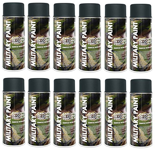 Deco Color 12er Sparpack MILITÄR Army Militärlack Lackspray 400ml Nato freie Farbauswahl (12 Dosen in panzergrau RAL 7016)