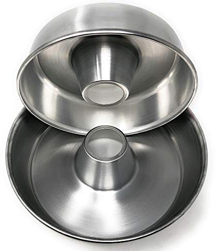 MGE - Set of 2 Aluminium Non-Stick Savarin Mould - Ring Cake Tin Twin Pack - 24 & 28 cm