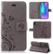 betterfon Hülle Kompatibel mit Huawei P Smart (2019) | Premium PU Leder Handyhülle Wallet Case für P Smart (2019) | Schutzhülle Blumen Klapphülle Handyhülle | Grau