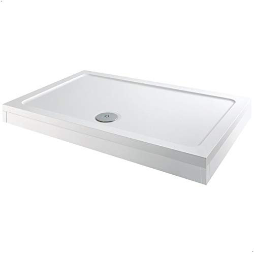 Podium® 1200 x 760 x 140mm White Bathroom Non Slip Tray for Enclosures Cubicles & Wet Room with Waste + Riser Kit, Rectangular