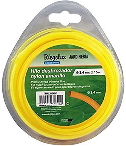 Riegolux 107636 Hilo Desbrozadora Nylon Redonda, Amarillo, 2.4 mm x 15 m