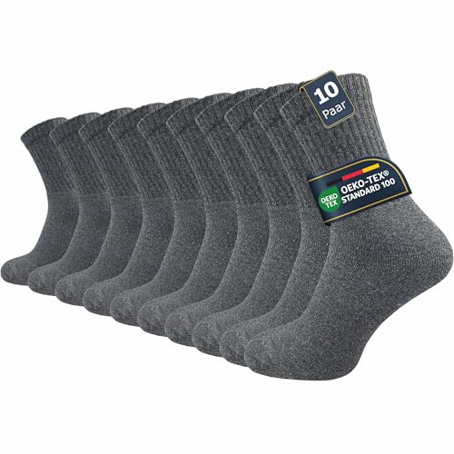 GAWILO Army- und Jagdsocken Herren & Damen (10 Paar) | Arbeitssocken mit verstärktem Frotteefuß | Freizeitsocken mit Komfortbund (47-50, grau)