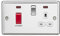 Knightsbridge CL83PCW 45A DP Cooker Switch & 13A Switched Socket with Neons & White Insert - Rounded Edge Polished Chrome