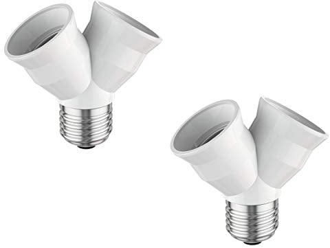 ledscom.de 2 Stück E27 Sockel, 2-fach Splitter-Adapter, weiß