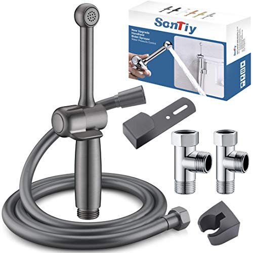 Bidet Handbrause Set SonTiy Toilette Bad Bidet Aufsatz Waschen Duschkopf mit Einstellbarem Druck &Halterung, Schlauch Messing Bidet Armaturen für WC, Persönliche Hygiene & Windelreinigung