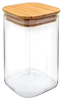 NERTHUS FIH 780 - Tarro de Cristal con Tapa de Bambú, 1100 ml