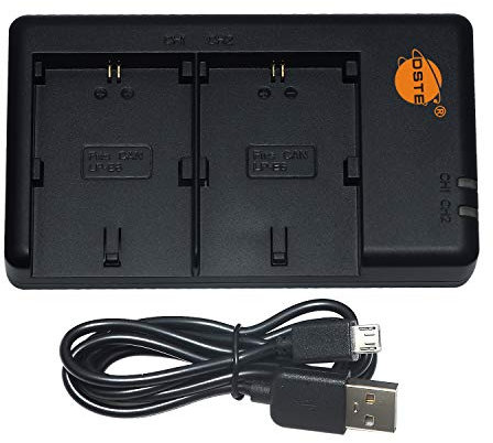 DSTE - Caricabatterie USB Dual compatibile con Canon LP-E6, LP-E6N come LC-E6E, alimentazione tramite cavo di ricarica micro USB a USB-A 2.0
