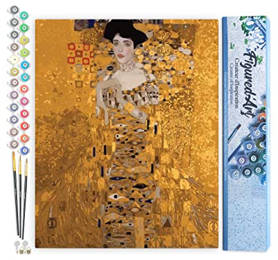 Figured'Art Peinture par Numéro Adulte Madame Bauer Klimt - Activité Manuelle Kit de Loisir Créatif DIY Numéro d'Art Complet - 40x50cm sans châssis en bois
