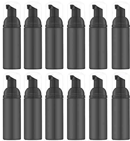 1.7 Oz Foam Bottle with Black Pump(12PCS). Travel Empty Foaming Bottles for Refillable Travel Liquid Hand Soap , Body Wash, Eyelash Extension Shampoo. BPA Free Mini Pocket Size(Matte Black)