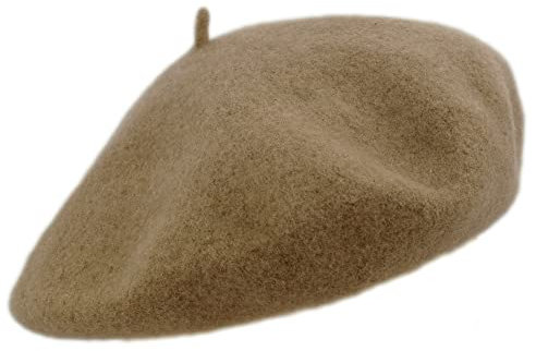 MELEGARI Baskenmütze für Damen | 100% Wolle | Margie Beret | Made in EU, Taupe 763, One size