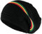 Gerippte Mütze für Dreadlocks - Bob Marley Hut Mit Rasta Streifen, Dreadlock Zubehör, Herren Tams Beanie, Jamaikanischer Stil Hüte für Damen und Herren, Schwarz Ohne Schirm, L