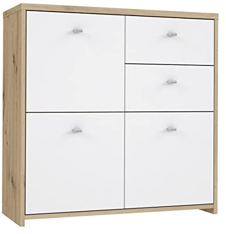 Newroom Kommode Artisan Eiche Sideboard Skandi Modern - 77,1x77,3x29,6 cm (BxHxT) - Highboard Anrichte - [Lana.Two] Wohnzimmer Wohnstube Büro