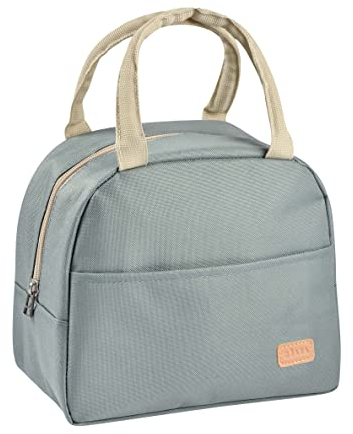 BEABA, Sac Repas Isotherme pour Les Repas de bébé/Enfants, Lunchbox, Garde au Chaud/Frais, Grande Contenance 5L, Tissu imperméable, Pochette Avant, Matière Souple, Vert Sauge