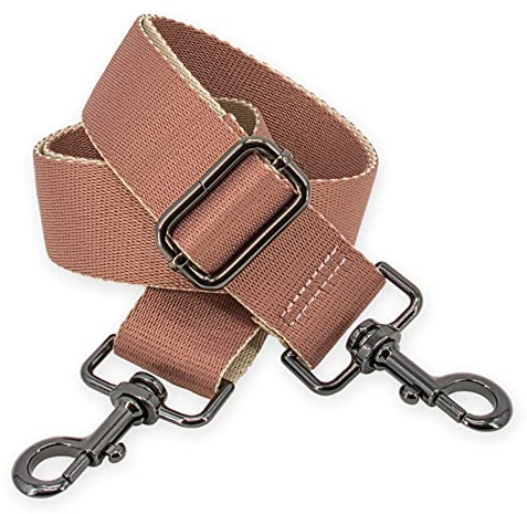 BENAVA Taschengurt für Taschen Altrosa Verstellbar Karabiner Farbe Schwarz | Schultergurt für Handtaschen Bag Strap | Bunte Taschenhenkel Breit | Taschenriemen 75-135 cm