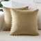 Sungeek 2er Set Samt Kissenbezüge, Dekorativ Zierkissenbezüge Weich Kissenbezug Pompon Dekokissen Sofakissen Couchkissen Deko Bezug Kissenhülle für Sofa Schlafzimmer Wohnzimmer (40x40 cm, Hellbraun)