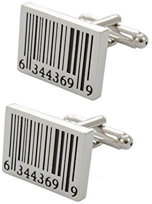 COLLAR AND CUFFS LONDON - HOCHWERTIGE Manschettenknöpfe mit GESCHENK BOX - Barcode - Stilvolle Messing - Silberne und Schwarze Farben - Strichcode Einkaufen Scan Rechteck