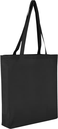 TEXXILLA Baumwolltasche - OEKO-TEX 100 zertifiziert | mit zwei langen Henkeln, Boden- und Seitenfalte | 38x42cm | Jutebeutel | Einkaufstasche | unbedruckt, Farbe:schwarz