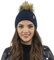 VIVISENCE Winter Bommelmütze Für Damen Wintermütze Mit Bommel Herbst Aus Warmem Acrylgarn Mit Antistatischer Wirkung Perfekte Passform Für Kalte Wintertage Modell 7042, Dunkelblau,Einheitsgröße
