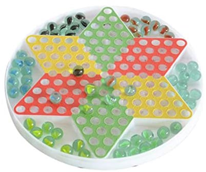 diyfixlcd Chinese Checkers Family Board Game Flying Chess Glass Beads Interactive Intelligence Trainer Game for Kids Children Adults Playing