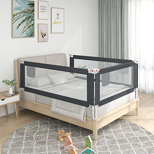 homiuse Kleinkind-Bettschutzgitter 90x25 cm Stoff Rausfallschutz Bett Bettumrandung Babybett Rausfallschutz Boxspringbett Kinderbett Bettgitter Bettschutzgitter Bettkantenschutz Dunkelgrau