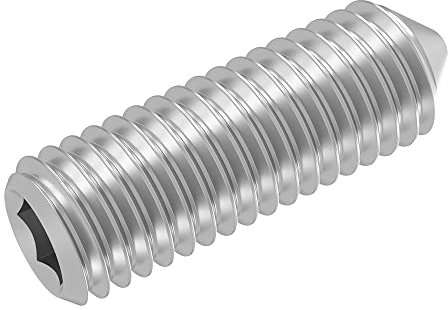 SECCARO Gewindestift mit Spitze M8 x 25 mm, Edelstahl V2A VA A2, DIN 914 / ISO 4027, Innensechskant, 20 Stück