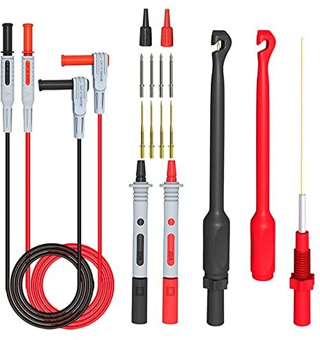 zalati Multimetro Test Leads Kit 14pcs Strumenti industriali con Banana Test Leads, Prova Sonda, Test Puncture Sonda, Test Hook Clips - 1 Set Rosso & Nero
