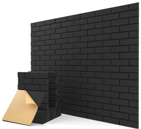 Panneaux Acoustiques de la Brique Auto-Adhésif, 12 Pièces, Haute Densité Isolation Phonique Mur pour la Décoration et le Traitement Acoustique, Anti Bruit Mousse Acoustique (30x30x0.9cm)