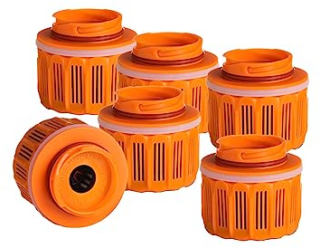 Grayl GeoPress Ersatzfilterpatrone | 6 Stück | für je 250L Wasser | Outdoor- & Reisewasserfilter | orange