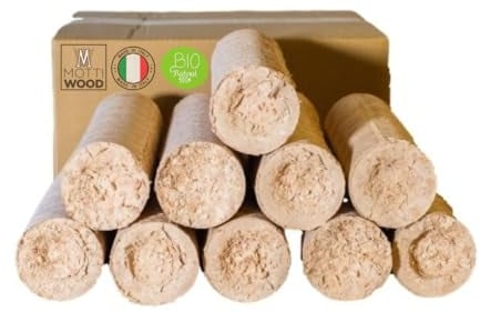 Tronchetti Legno Faggio,10KG, Bricchetti Per Stufe, Caminetti, Forni Pizzeria, 8Pz, Naturale (12 Cartoni)
