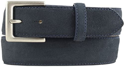 BELTINGER Gürtel aus Veloursleder 3,5 cm | Velour-Ledergürtel für Herren 35mm | Wildleder-Gürtel mit antik-silber Gürtelschließe | Dunkelblau 115cm