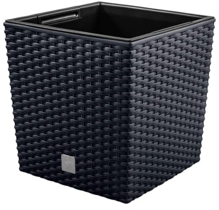 magubo Pot de Fleurs avec Insert carré Aspect rotin 7 Tailles, 4 Couleurs - Cache-Pots élégants pour l'intérieur et l'extérieur (Anthracite, 225)