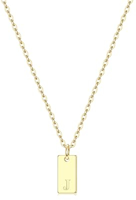 CASSIECA Kette Buchstaben für Damen Mädchen 16K Gold Buchstaben Kette J Gold Halskette Damen Kette Gold mit Anhänger Personalisiere Geburtstags Geschenk für Frauen Mädchen Mama (mit Box)