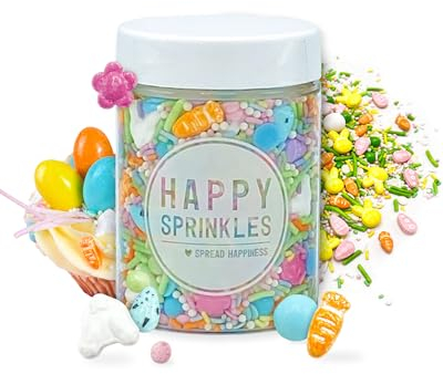 HAPPY SPRINKLES Easter Hopp 90g | Bunter Streusel Mix Mit Schokolade Zum Dekorieren | Liebevolle Tortendeko | Für Kekse, Eis & Kuchen Geeignet (90g Bunny Butts)
