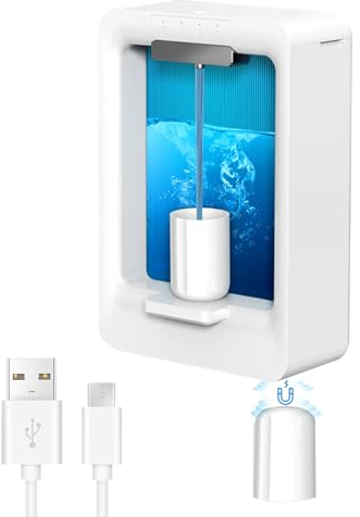 Automatischer Mundwasser-Spender, Wiederaufladbarkeit Mundspülung Spender 500 ml, Wandmontage Mundwasser Spenderflasche mit Magnetischen Bechern, 3 Gänge Einstellbar